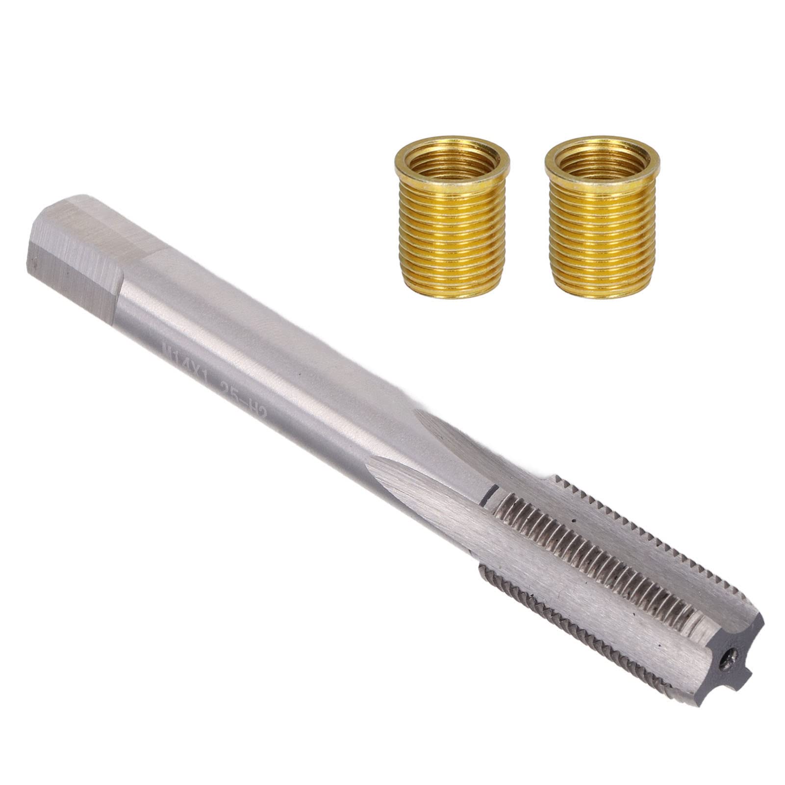Kit di riparazione filettatura candele kit di rifilettatura candele con inserti M12x1.25 e maschi M14x1.25 per motori a benzina con 10 inserti e kit di riparazione maschi.