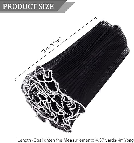 Miniatura 2 de BENECREAT Papel de malla de envoltura de flores negras, papel de embalaje de ramo de perlas, papel de embalaje arrugado translúcido para decoración