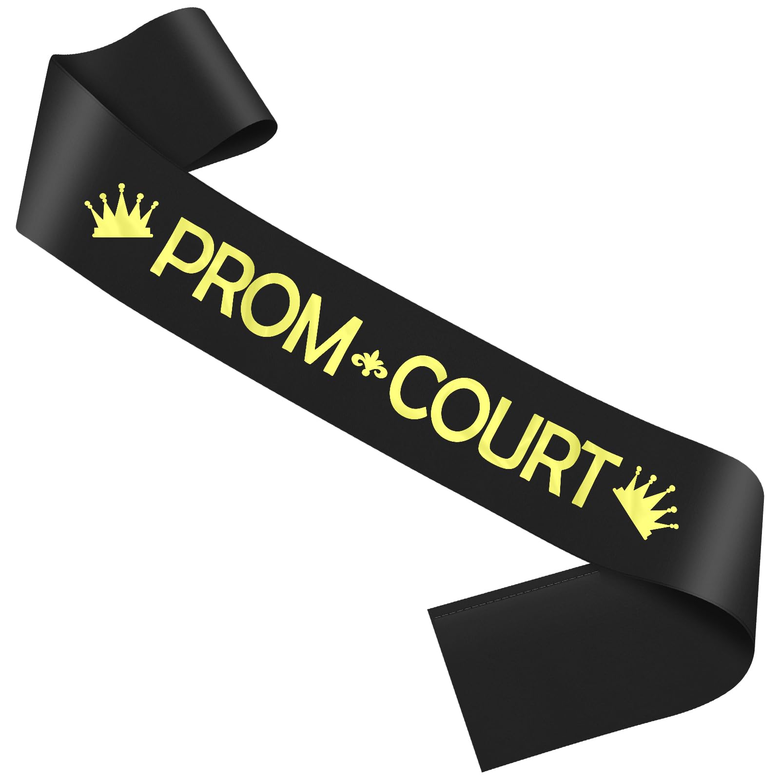 Prom Court Sash Prom Queen King Sashes Birthday Party Decorations Graduation Celebration Sashes School Dance Graduation Party Accessories Gold Foil Lettering Black Satin Sash for Queen King