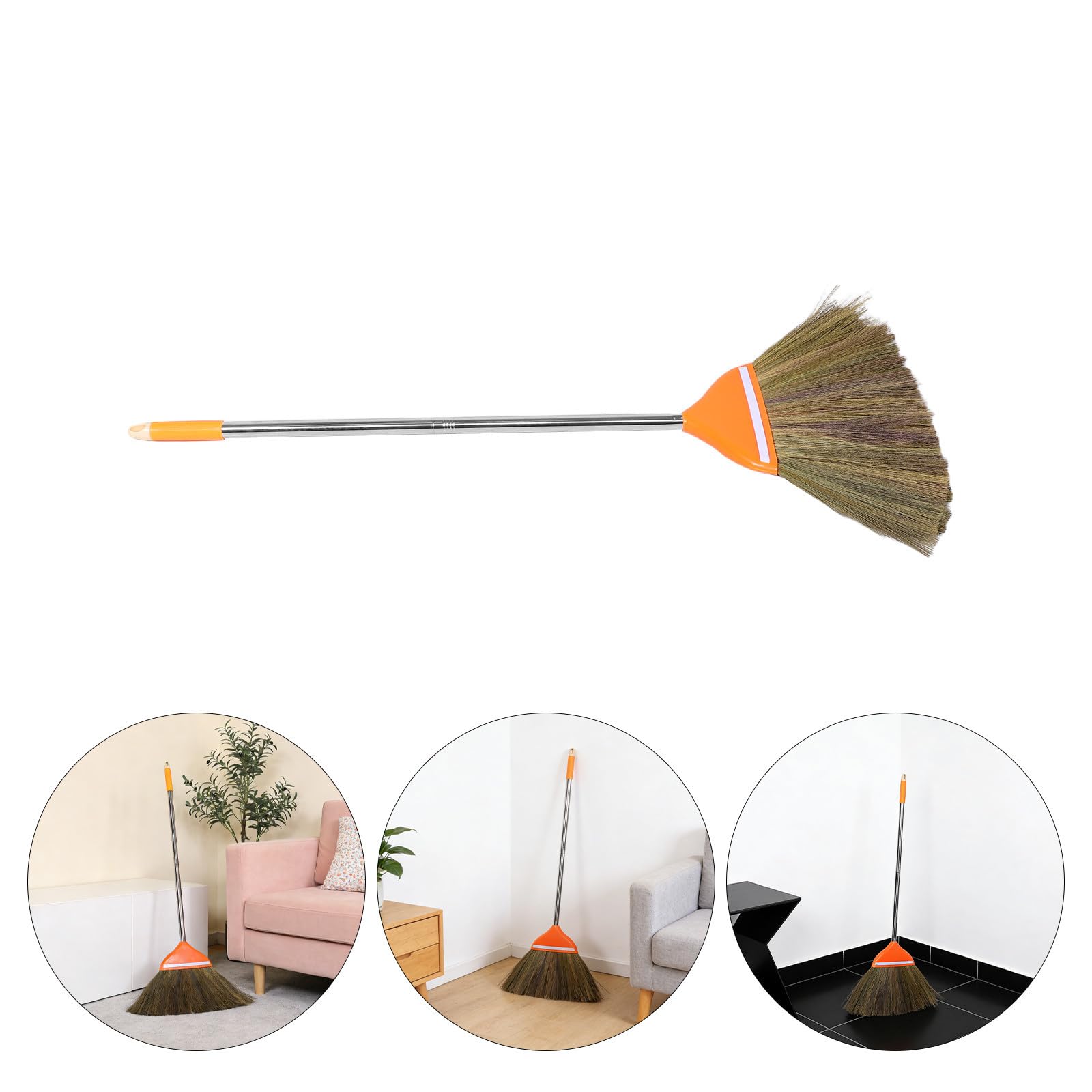 Luxshiny Scopa Tradizionale in Miscanthus Fatta a Mano, Scopa Naturale Lunga 106 Cm con Manico Ergonomico per Uso Domestico in Cucina e Soggiorno