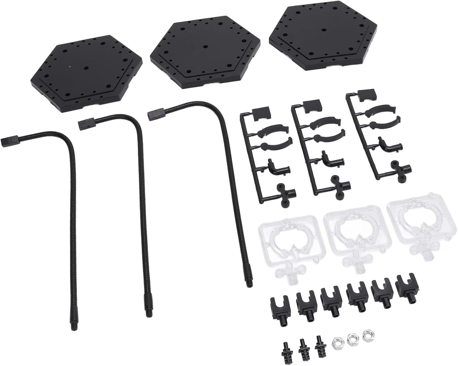 3 Pack Action Figure Stand, ABS Stainless Steel Bendable Doll Figure Support Display Holder Base with Superior Stability for 6 Inch SD BB Dolls Figurines (Black)