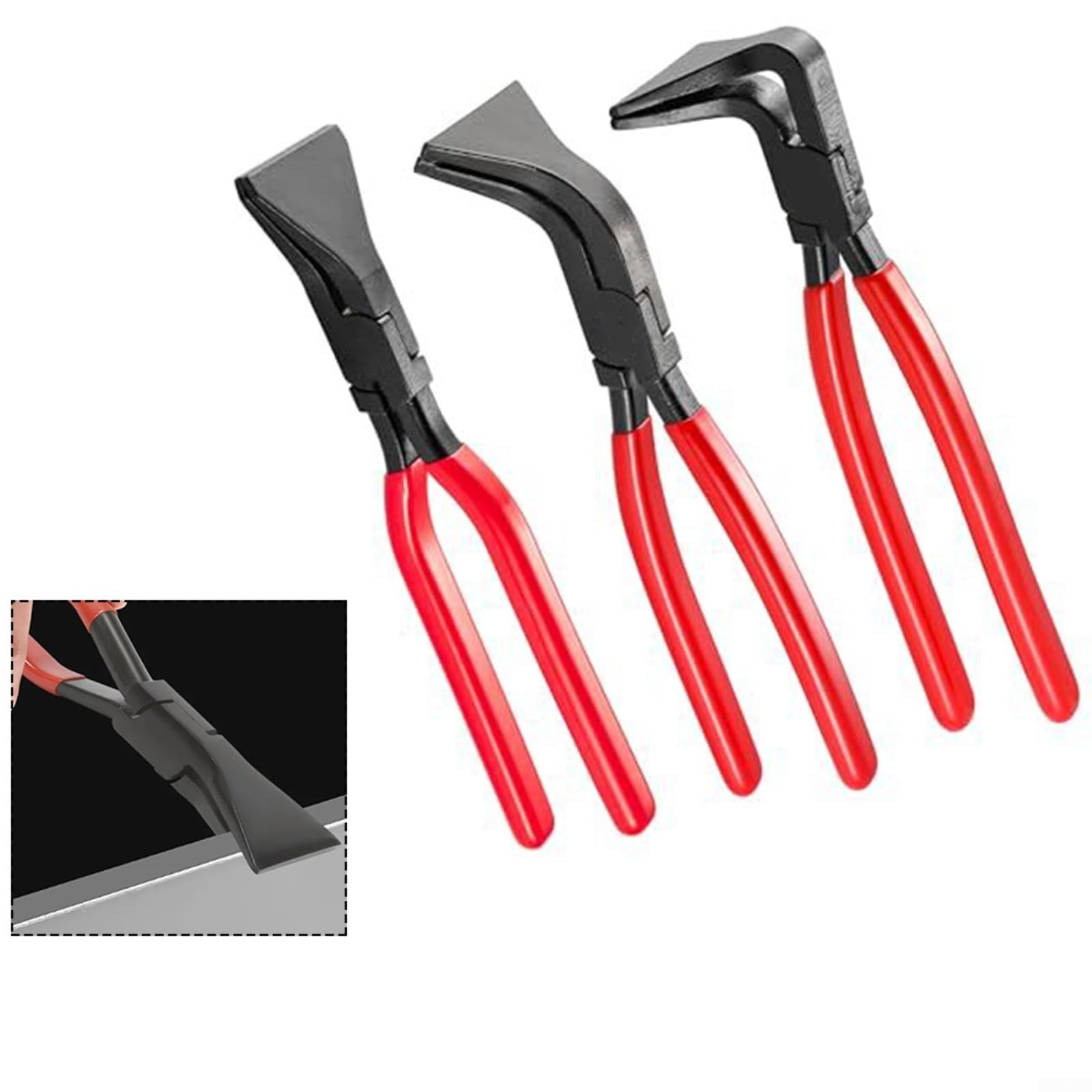Juego de 3 alicates de doblado de chapa de acero de alto carbono para reparación automotriz con mandíbulas rectas de 45° y 90°, antideslizantes para mecanizado de chapa metálica