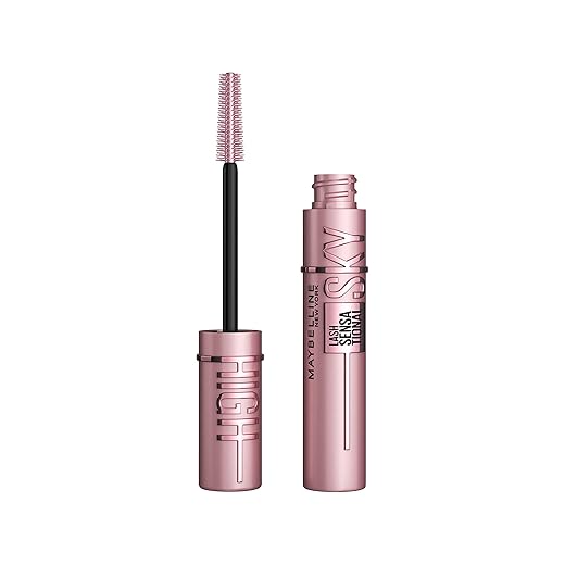 Maybelline NY Lash Sensational Sky High Máscara de Cílios Lavável, Escova Flexível, Alongamento Sem Limites com Extrato de Bambu e Fibras, Impacto de Todos os Ângulos, Preto 7,2ml