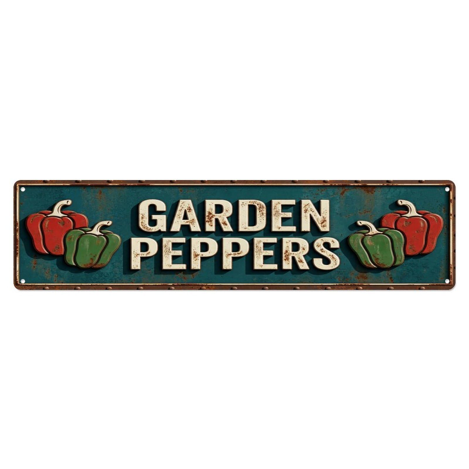GARDEN PEPPERS Vintage Vegetable Rustic Farmhouse Metal Tin Sign