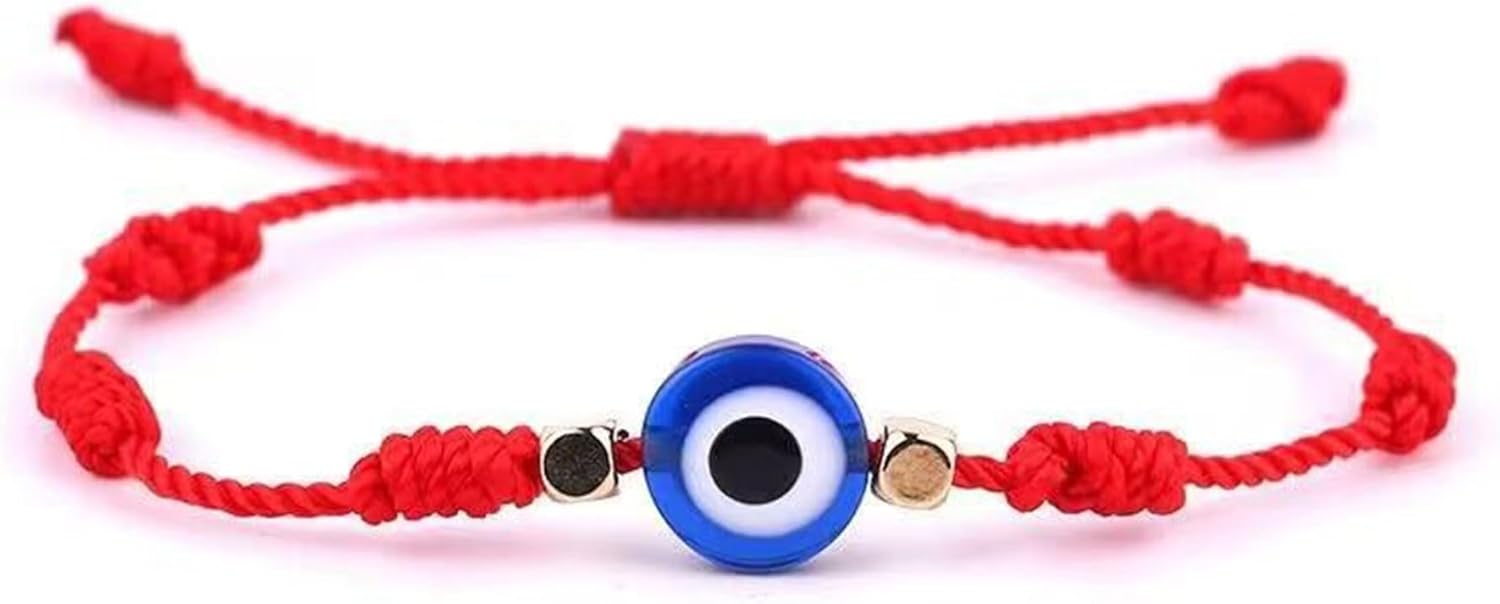 2 Pieces Evil Eye Bracelet Handmade Adjustable Red String Protection Bracelet Women Men - Image 3