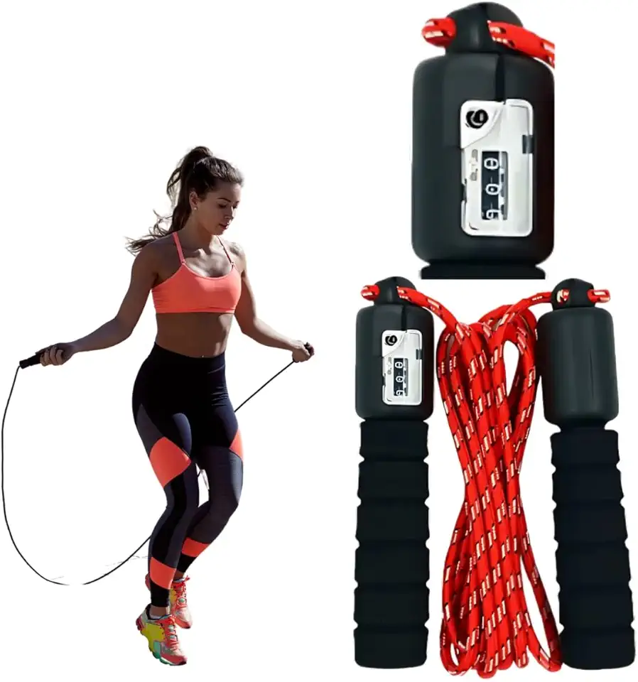 Corda de Pular Profissional com Contador Automático Treino Funcional Ginastica Treinamento Esportivo Artes Marciais Cabo Não Escorrega Academia Iniciante Adulto Velocidade Fitness Esporte Conta Giro