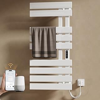EMKE Badheizkörper Elektrisch 1000 x 500 mm, WiFi Intelligenter Thermostat Elektrischer Handtuchheizkörper, Handtuchwärmer Elektrisch für Alexa und Google Home und APP Weiß 320W (Right)