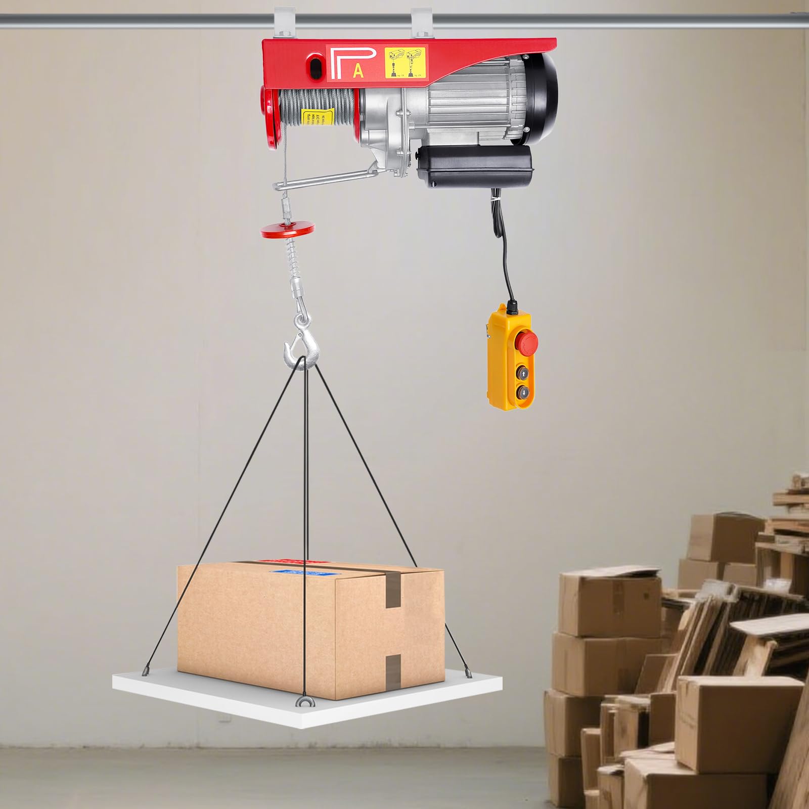 Elektrische Seilwinde 400kg bis 800kg Seilzug Motorwinde 1450W Seilhebezug Hebezug 10m/min Flaschenzug Kettenzug mit Fernbedienung