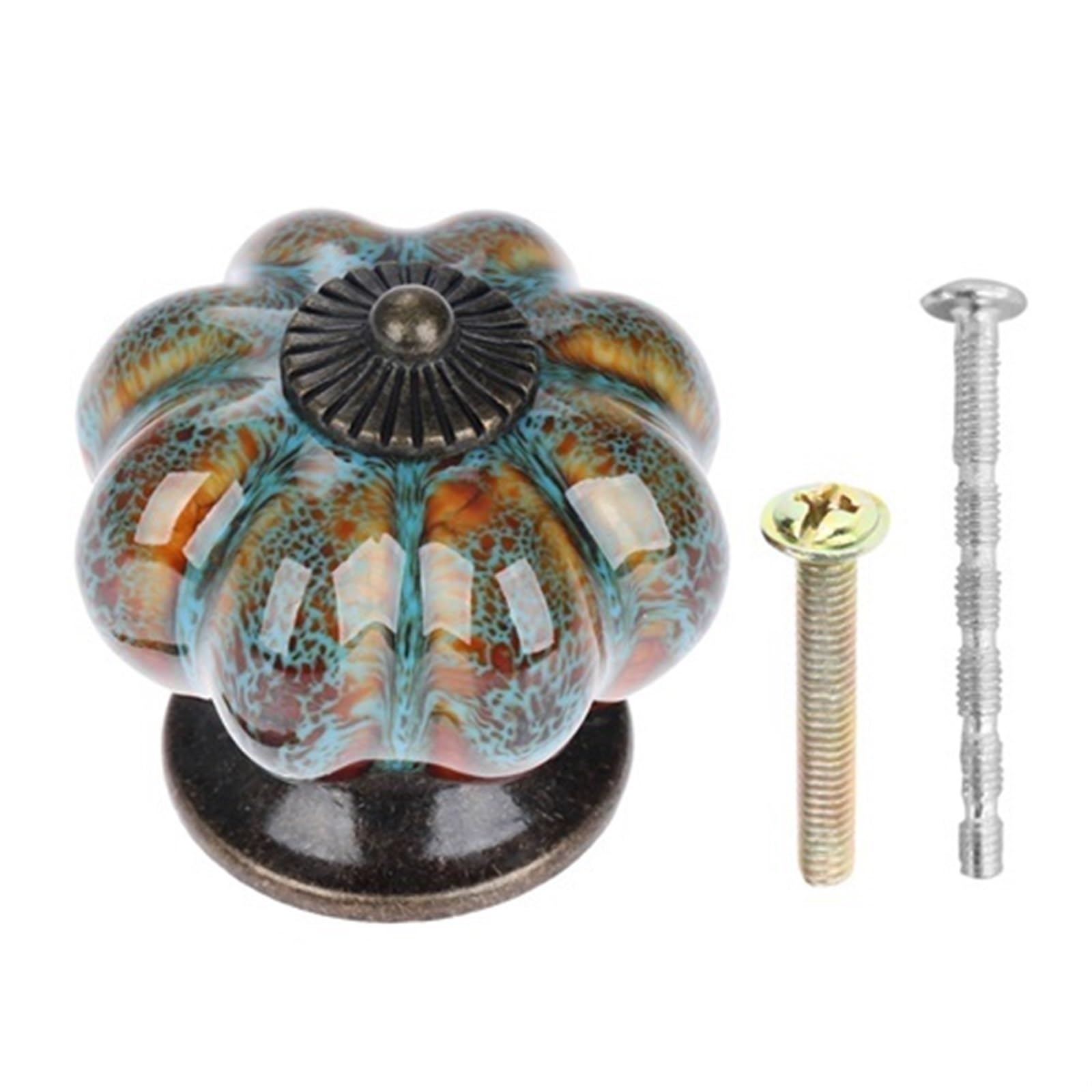 WLIHDB 5Pairs Antique Pumpkin Ceramic Door Knob for Cabinets Cupboard Dresser Drawers Kitchen Furniture Handles Pulls for Chest of Drawer(Color5)