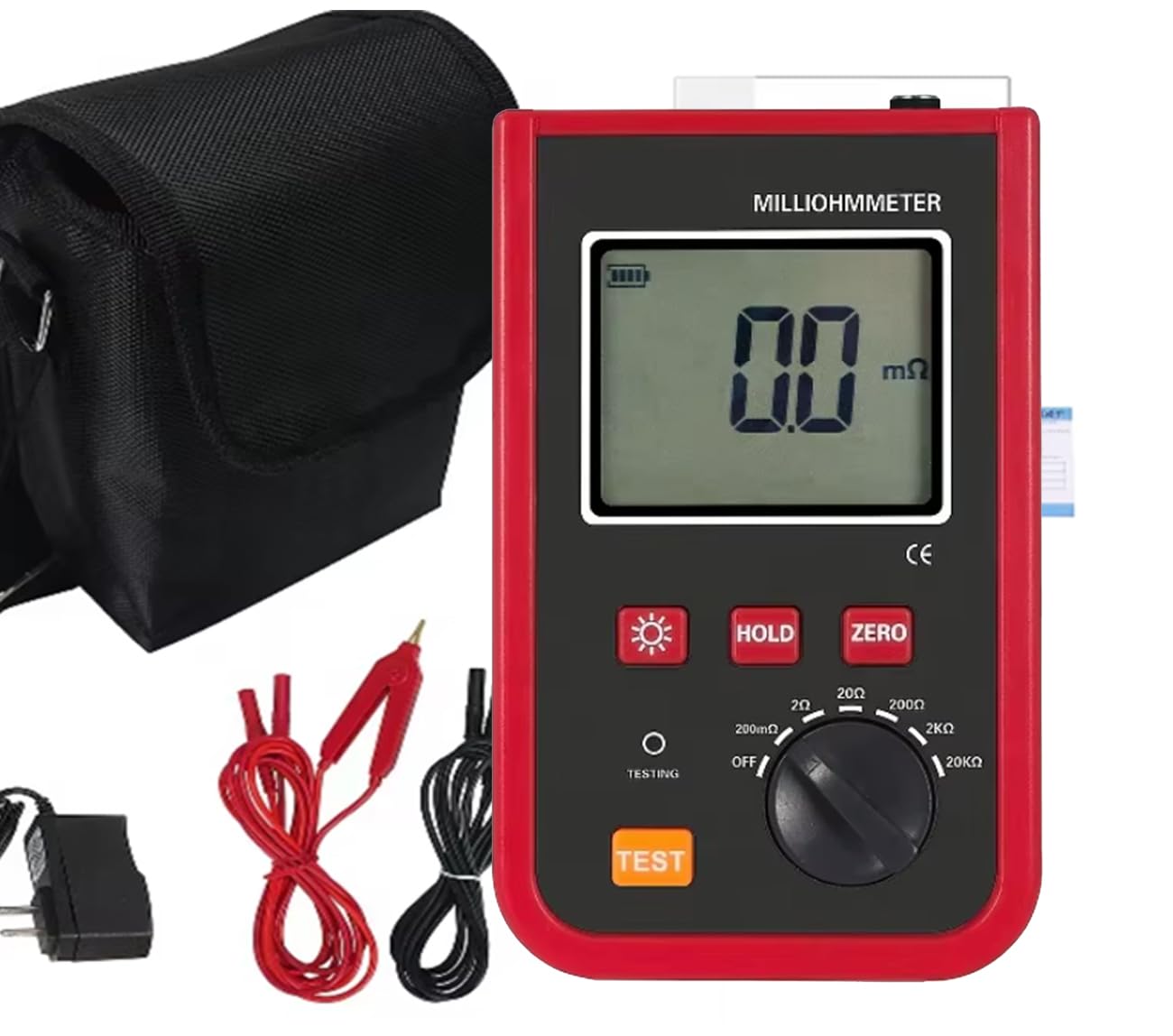 DC Low Resistance Tester Digital Transmission Resistance Tester Micro-ohmmeter with Range 1mΩ-20.0kΩ Accuracy ±0.1% FS±15dgt USB Interface IEC61010-1 Standard 200 Groups Storage