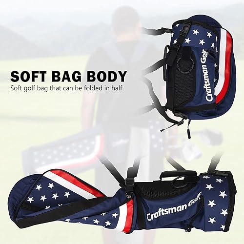 Miniatura 2 de Craftsman Golf Bolsa de golf con diseño de estrellas y rayas, color rojo, blanco, azul, ligero, fácil de transportar, para el hombro
