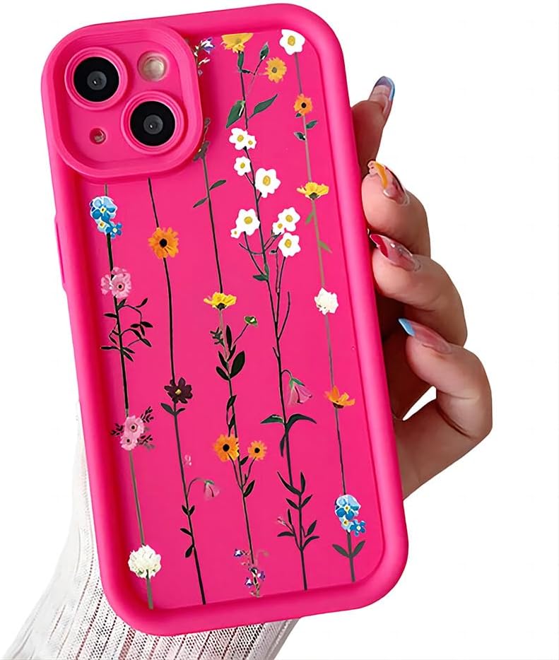 For IPhone Case,Cute Flower Branch Pattern Design Soft Silicone Soft Shockproof Cover Phone Case Black Iphone 12 Pro