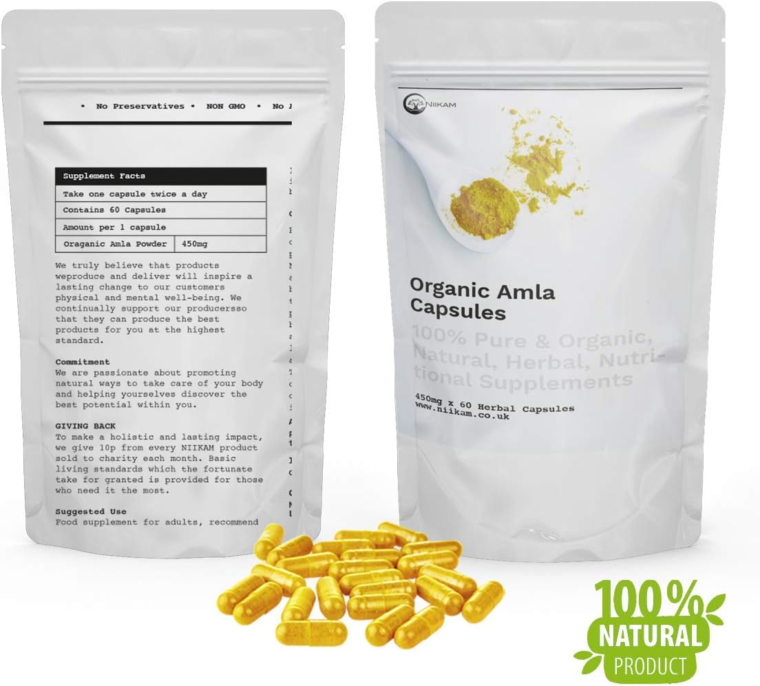 Amla Capsules | Most Potent Natural Source | Ayurveda | Vegetarian & Vegan Friendly | 60 Vegan Capsules, 100% Natural and Organic, High Potency