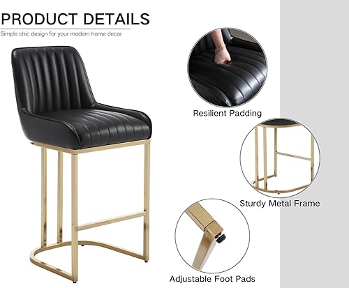 Miniatura 7 de CIMOTA Taburetes de bar de altura de mostrador con respaldo, taburetes de cocina modernos, sillas de bar tapizadas, cómodos taburetes de bar a rayas