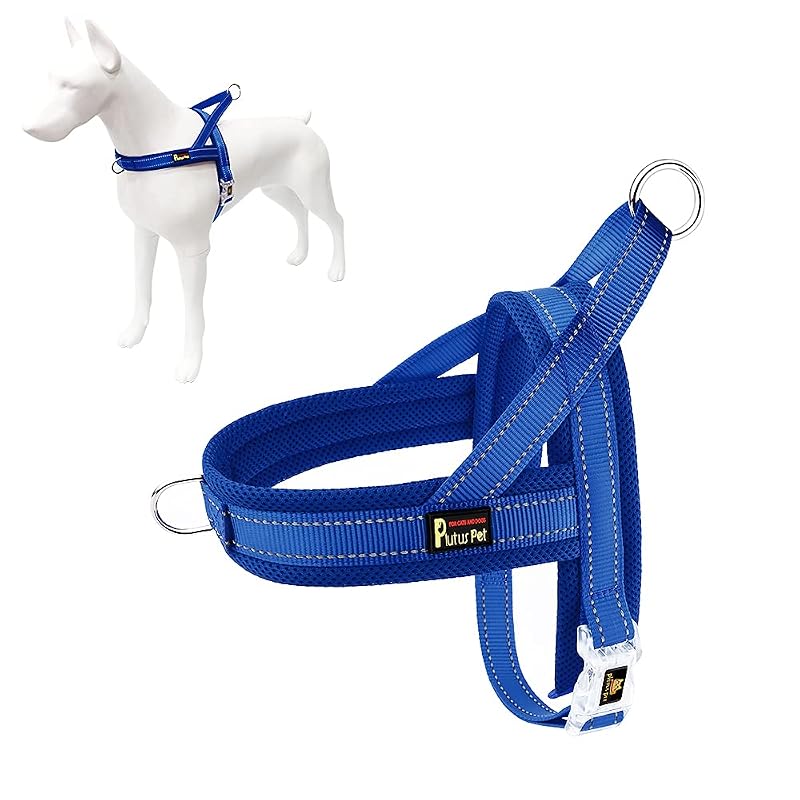Peitoral vest para cães pequenos PLUTUS PET com malha respirável e faixa refletiva, XXS, Navy Blue