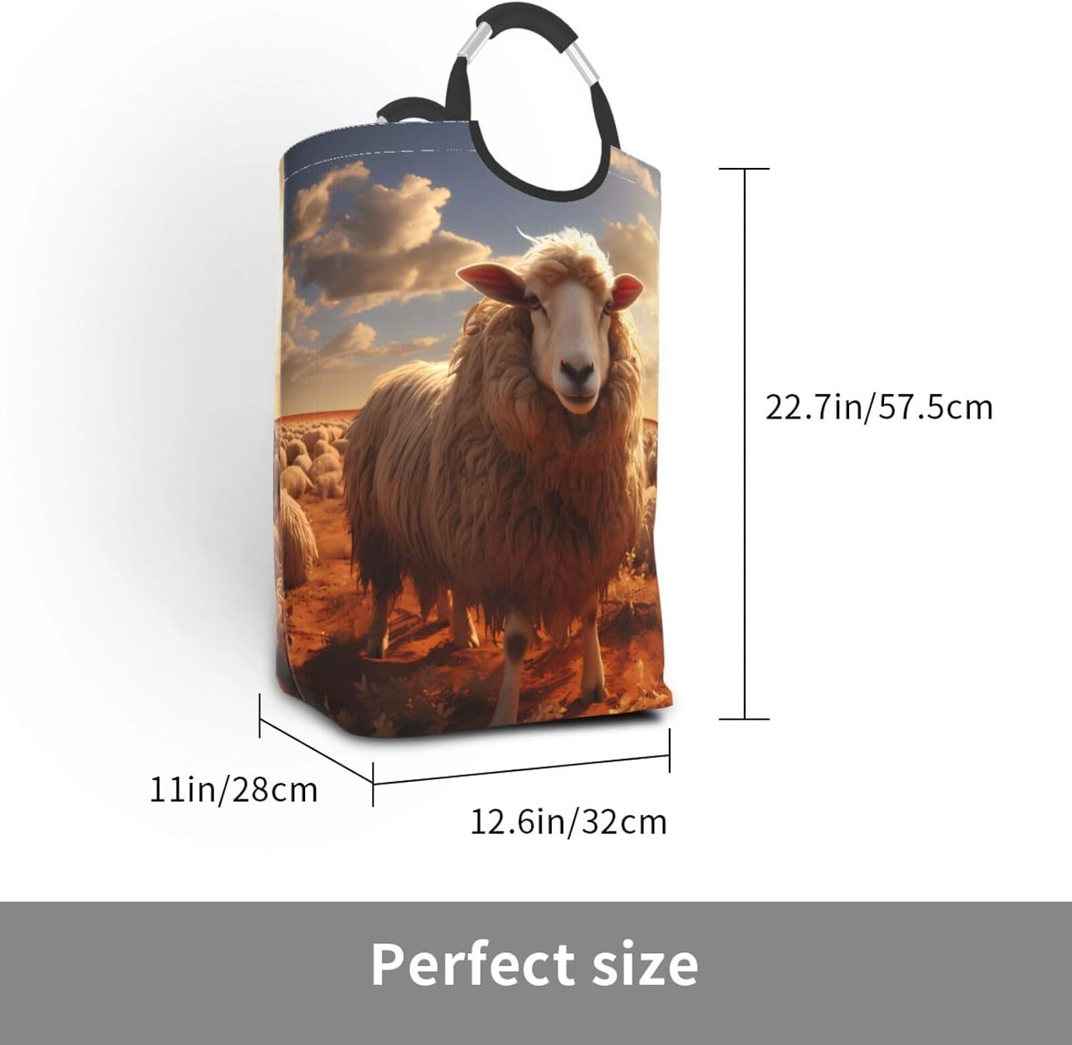 Australian sheep Foldable storage bag, 50L capacity, suitable for laundry room, dormitory bedroom, dirty clothes storage basket.