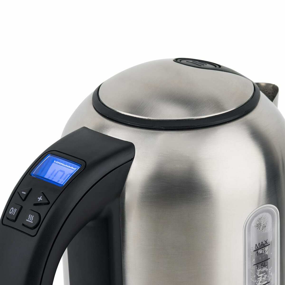 H.Koenig Bouilloire électrique programmable 1,7 L BOE50 Inox, Adaptable Thermostat réglable 40-100°C, Compacte, Ebullition rapide, Compacte, Maintien au chaud, 220W