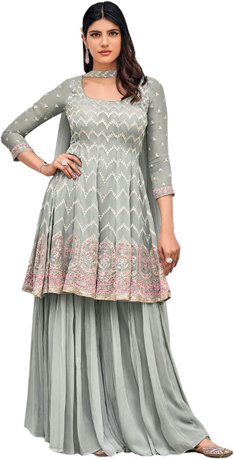Women's Wear Pakistani Sharara Palazzo Suits Indian Designer Shalwar Kameez Dresses