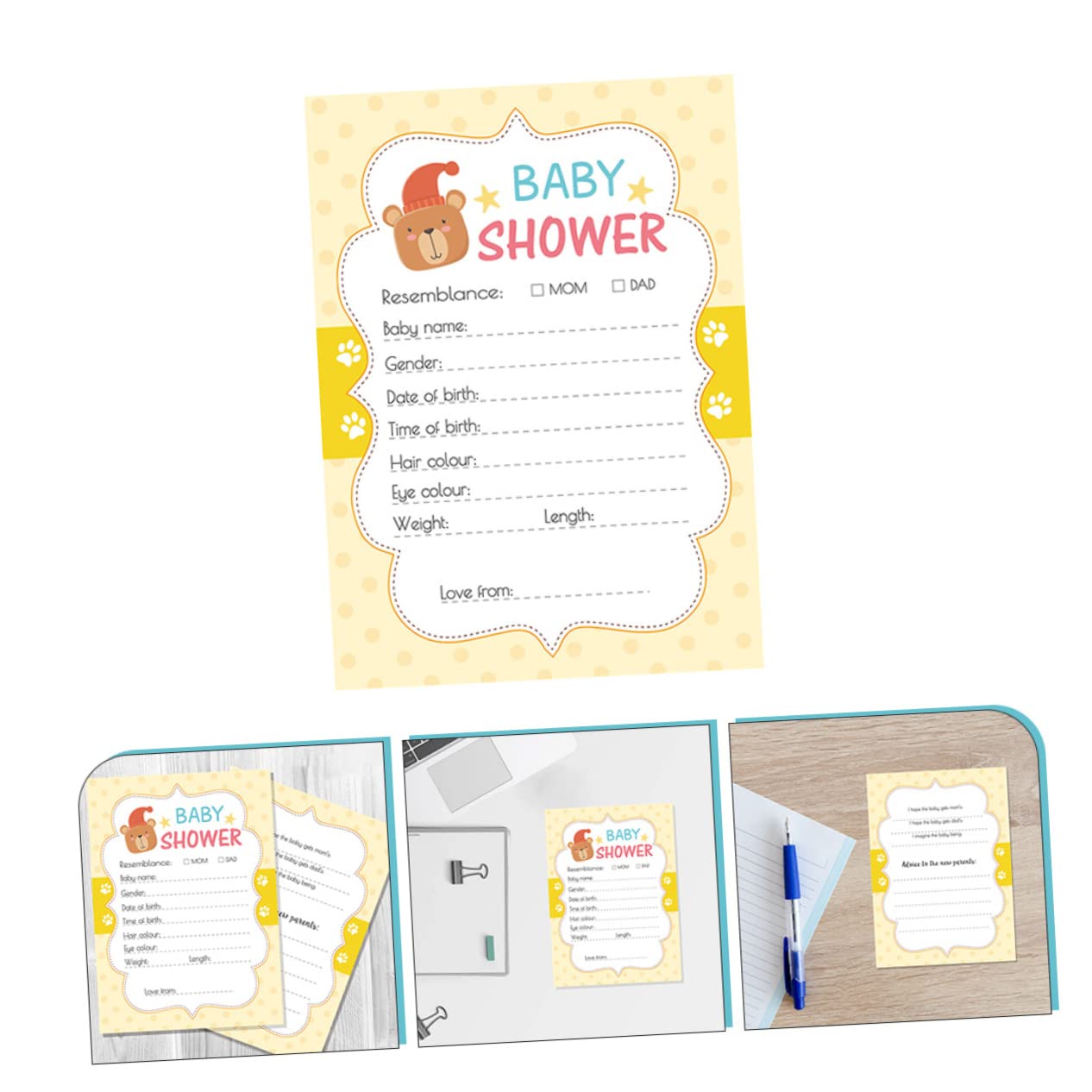 ULTECHNOVO 4 Sätze Shower Spielkarten Ratschläge Vorhersagen Für Eltern Geschlechtsneutrale Karten Für Babyparty Spaß Für Events 20 Stück * 4