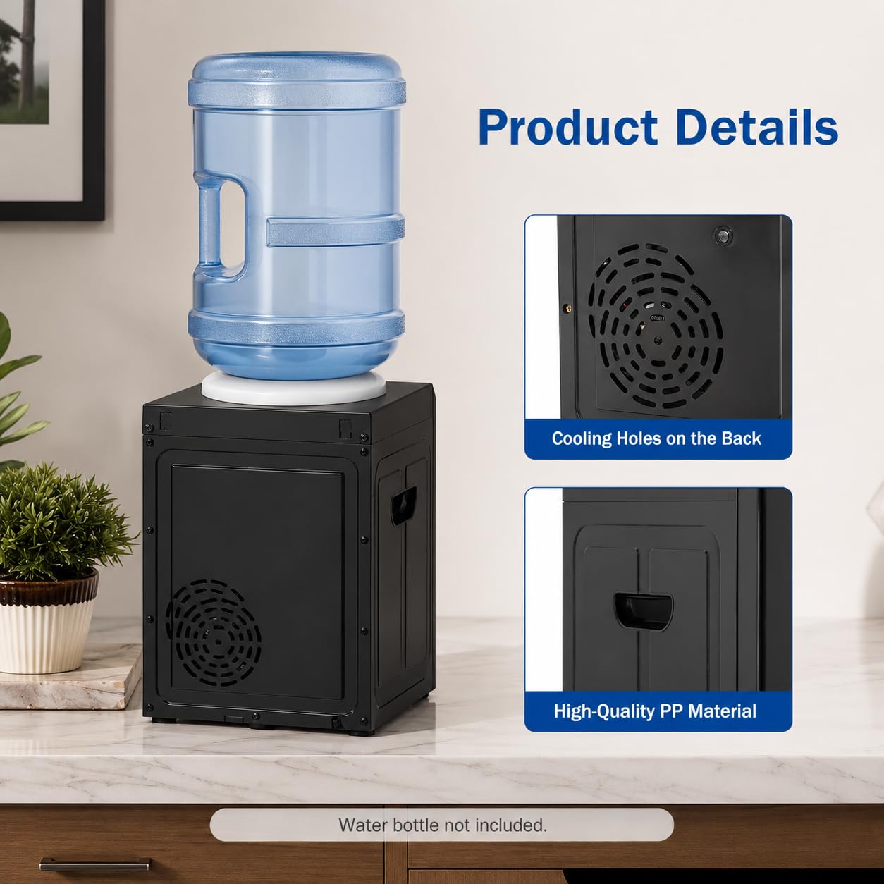 Distributore d'acqua a caricamento dall'alto, refrigeratore caldo e freddo con controllo automatico della temperatura, erogazione one-touch, compatibile con bottiglie da 4,5-18,9 l