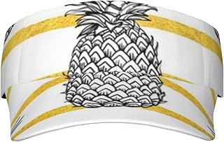 Pineapple Printed Sport Sun Visor Hats, Adjustable Empty Top Baseball Sun Cap Golf Tennis Visor for Men Women Black, Black, One Size, Black, One Size