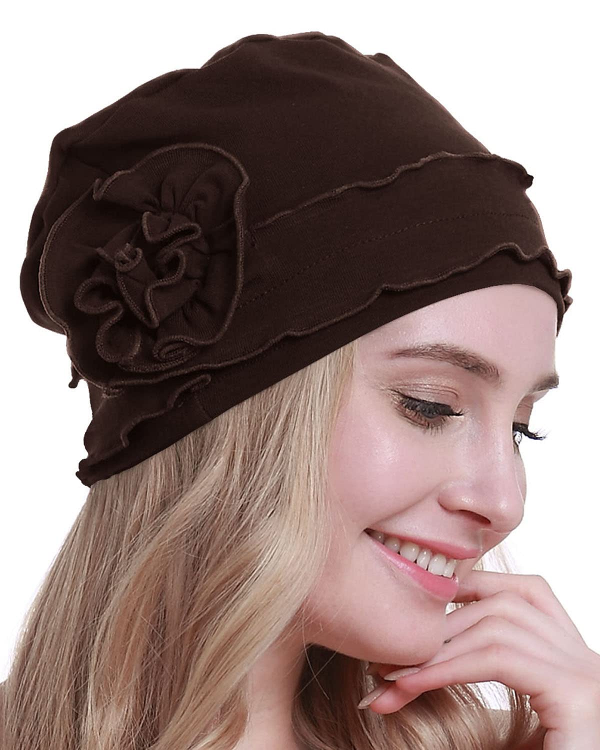 Osvyo Women's Cotton Coffee Chemo Headwear Turban Cap For - Cancer Beanie Hair Loss Sealed Packaging Coffee