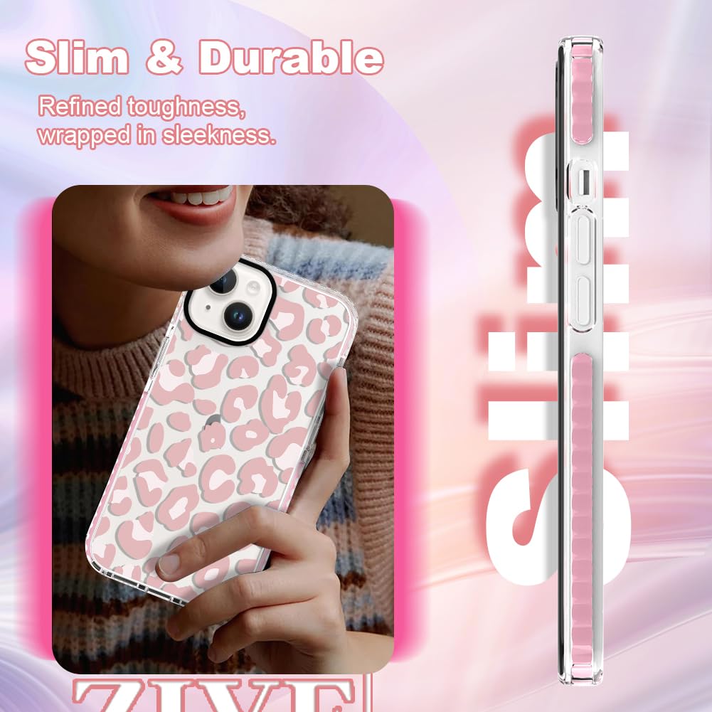 ZIYE Clear Case For IPhone 14 Pro Phone Case White Leopard Design Shockproof Soft TPU Bumper Protective For Women Girls Girly Cute Cover