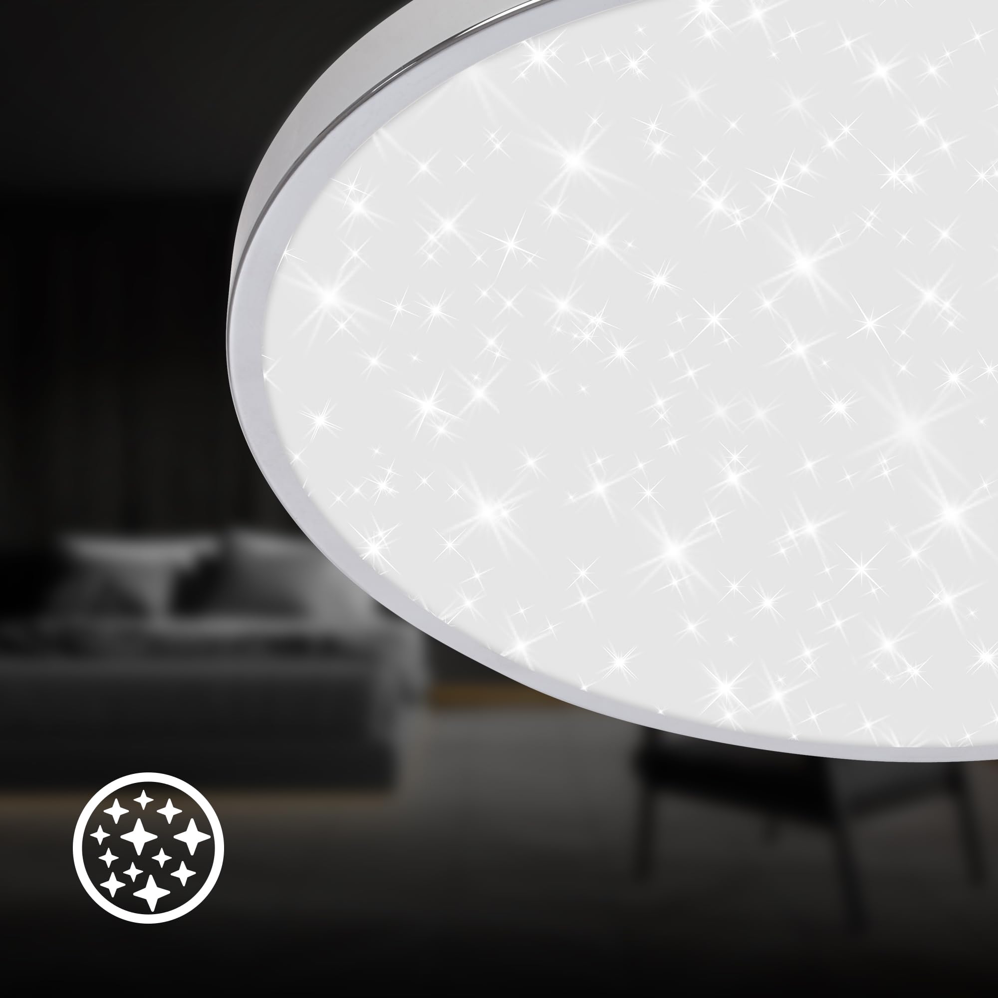 BRILONER - LED Deckenlampe Bad mit indirektem Licht, IP44 Spritzwasserschutz, neutralweiße Lichtfarbe, Deckenleuchte, Badlampe, Badezimmerlampe, Küchenlampe, Feuchtraumleuchte, 33 x 6 cm, Chrom
