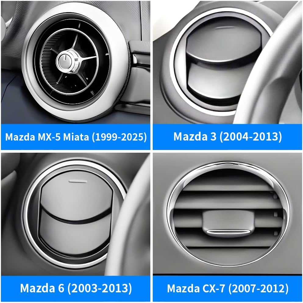 Car Magnetic Phone Mount for Mazda MX-5 Miata 1999-2025，Mazda 6 2003-2013，Mazda 3 2004-2013，CX-7 2007-2012 Interior Circular Air Vent Accessories Cell Cellphone Holder Magnet Stand Mobile Cradle