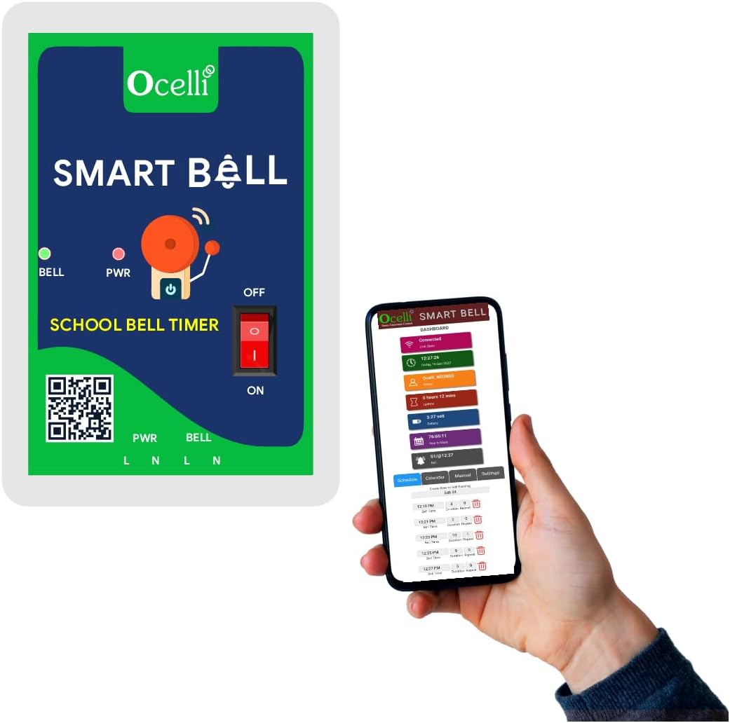OCELLI School Bell Timer Smart Automatic Bell Management System - 3 Seasons - 20 Sessions/Bells Per Day + Unlimited Holidays. Standard Non-Display Model