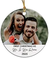 Vista 29 de Adorno de Navidad con foto personalizada, sube cualquier imagen, carga cualquier foto, texto opcional, regalo de recuerdo de Navidad para familia