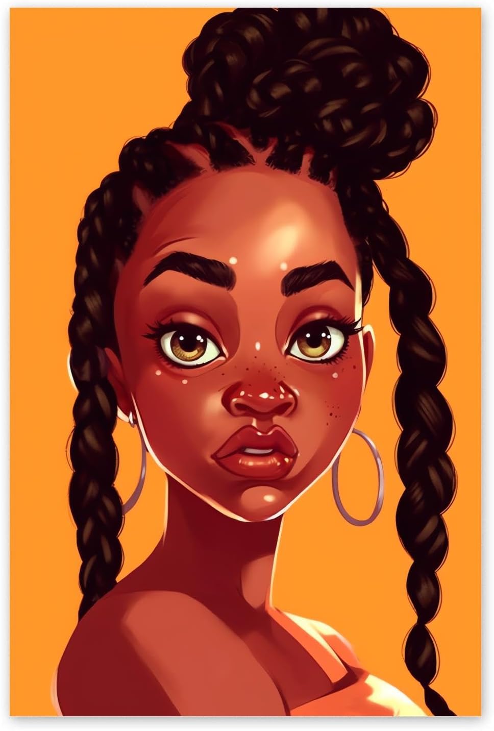 NSUAJOF Diamond Painting Kits DIY Full Round Drill Dark-Skinned Woman with Twisted Braids Soft Canvas Personalized Design, 5D Art - Home Wall Decor & Great Gift for Family Friends 20x30 Inch