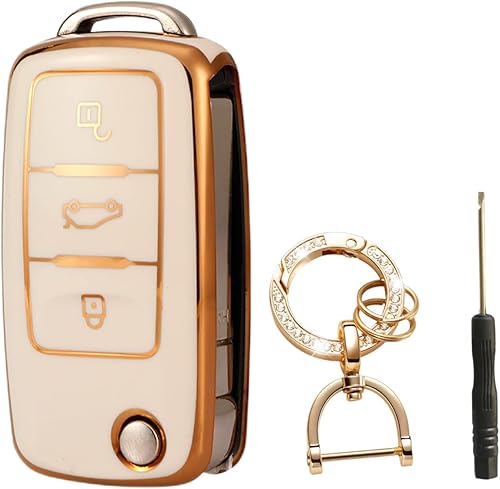 Funda para llavero compatible con VW Volkswagen, funda de TPU suave para llave de VW Jetta Golf Polo MK6 Passat Tiguan Beetle