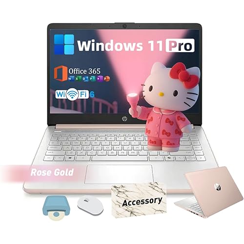 HP 2025 14-inch Laptop Computer - Windows 11 Pro | AI-Powered | 11 Hr Batter & Fast Charging | 14 inch HD | N150 | 1-Year Microsoft Office 365 | 16GB RAM, 128GB UFS | Rose Gold