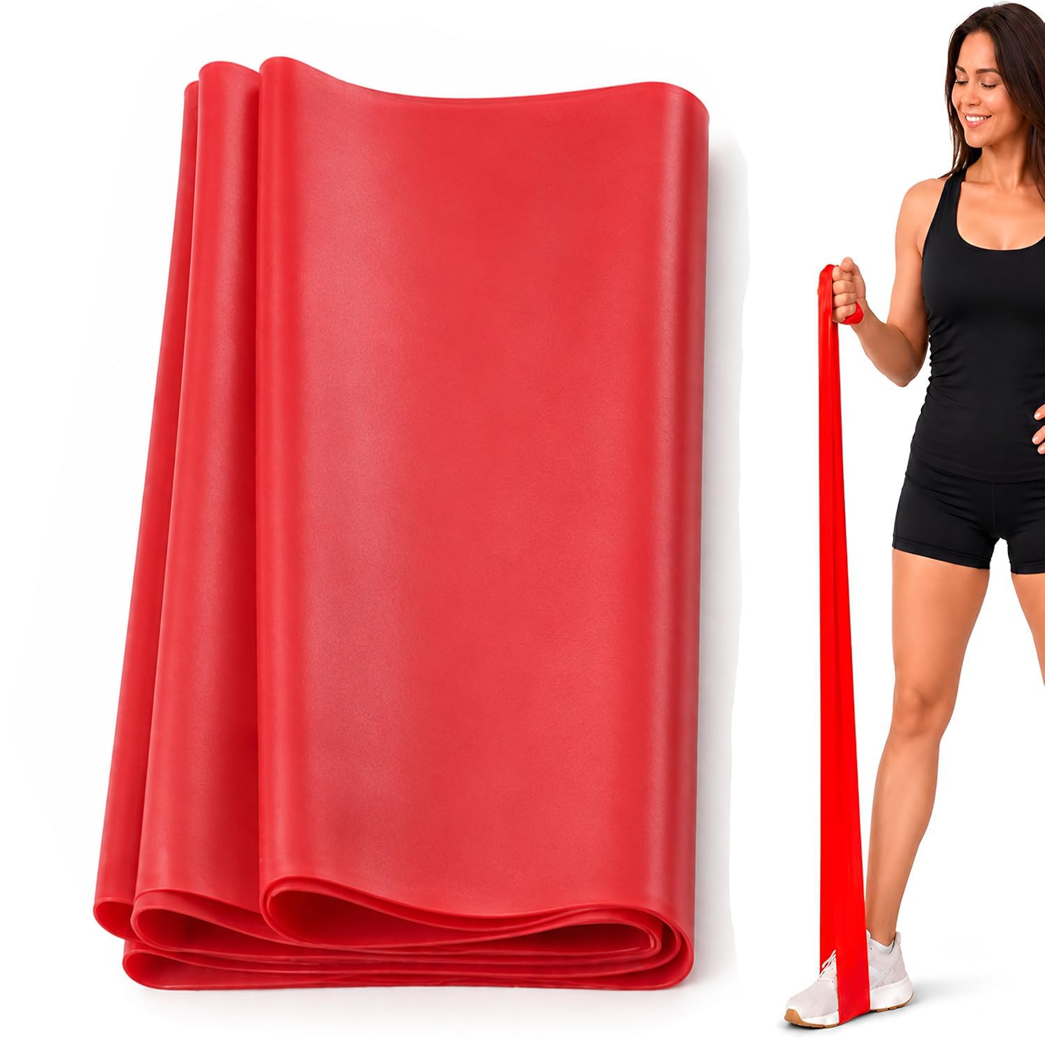 Physioworx Resistance Band Women And Men 1.2m Flat Exercise Band Red Medium Strength Level For Physio Bands, Pilates Bands, Yoga, Mobility Drills And Home Workout Training