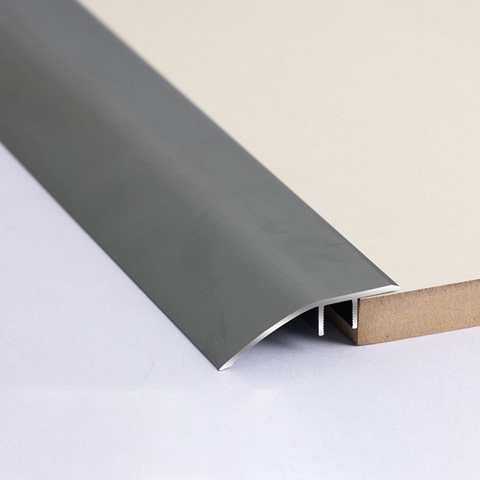 Remys Gray Easy To Install Thresholds Edge Banding Strip,Aluminum Seams Transition Strips For Home Pantry Room, Rug Marble Edging Trim Strip(,145Cm/57In)
