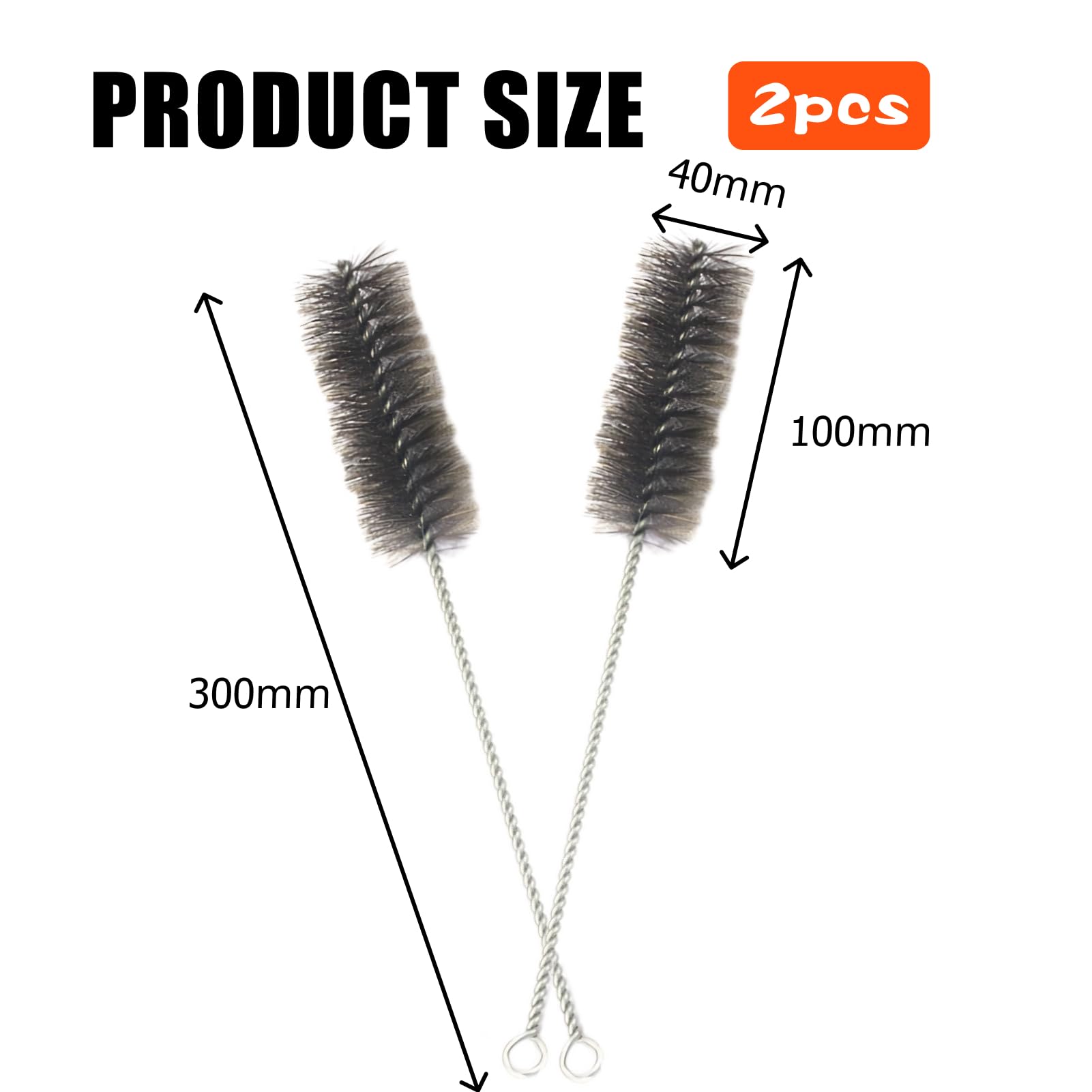 2 sztuki szczotki do rur piecowych z drutu stalowego, 40 mm, szczotka do komina, szczotki do rur, uniwersalne małe urządzenie do czyszczenia kominka, szczotka druciana do czyszczenia kotłów