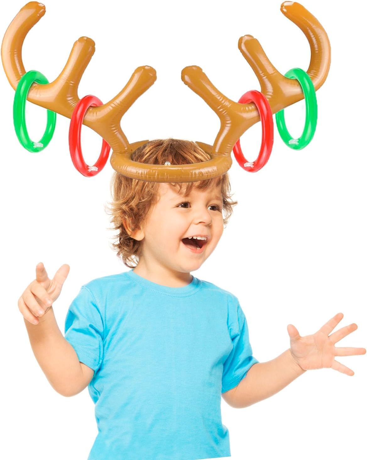 Jeu de bois de renne gonflable, avec anneaux, jeux de fête de Noël en famille