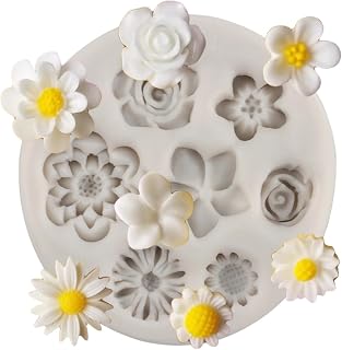1Pcs 2.09 x 2.09 Inch Flowers Cake Border Silicone Mold Cupcake Topper Fondant Mould Cake Decorating Tools Candy Clay Resin Chocolate Moulds,Epoxy Resin Molds