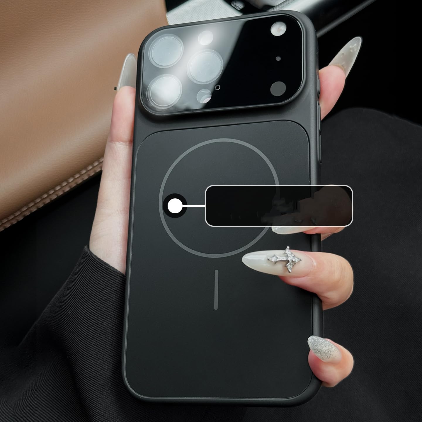 Coque rigide magnétique iPhone 15 protection noire premium induction - 6