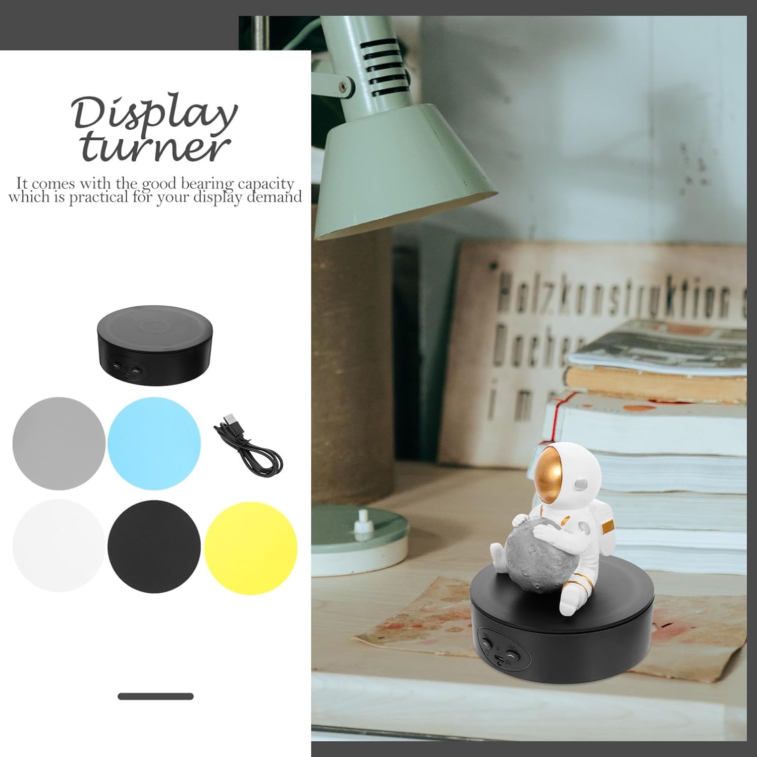 Lurrose Mini 360 Degree Silent Turntable Stand for Display