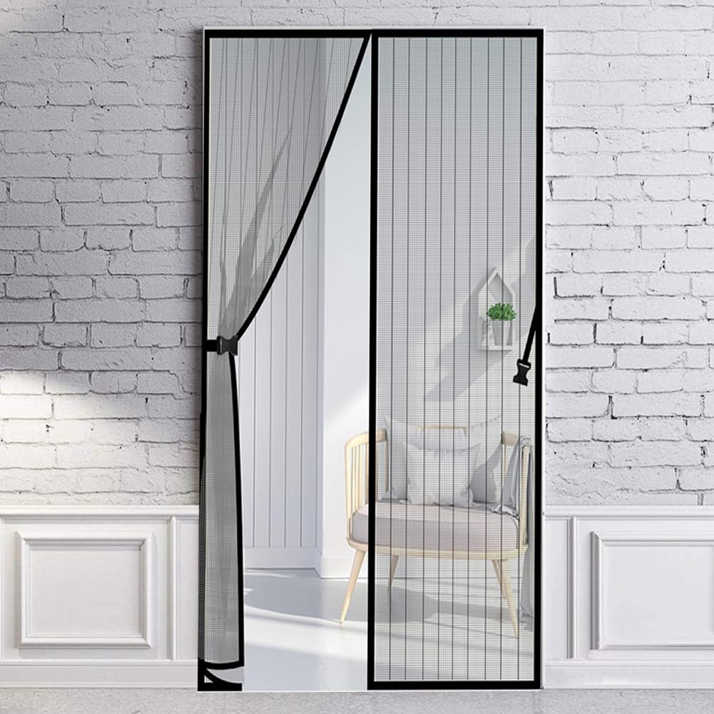 KARP Fiberglass Mosquito Net for Door, Mosquito Door Curtain with Stay-Open Buckle, Auto-Closing Insect Screen to Keep Mosquito Out, Full Frame Hook & Loop for All Door Types (110 cm X 210 cm, Black) (B09CGZ5F51) Amazon Price History, Amazon Price Tracker