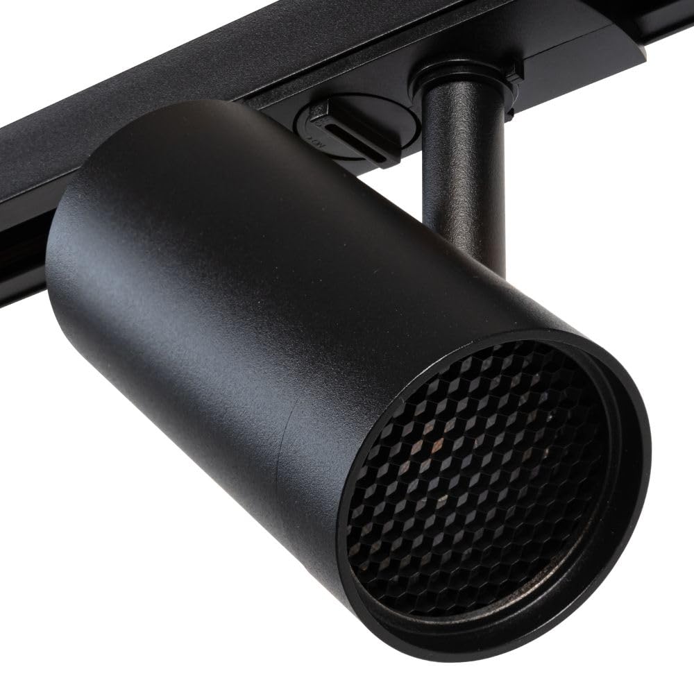 Qub Focus III Monophasé Luminaire Plafonnier LED – 600cm - 4x Viror Mesh Spots & 2x Suspensions - 1x 3m Barre de Spot Plafond – I-Form - Plafonnier intérieur Noir – Spots et Rails de Spots