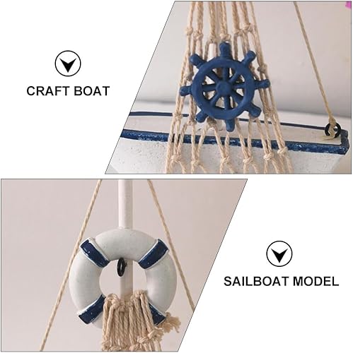 Miniatura 5 de IMIKEYA 2 piezas Mini velero modelo mariposas decorativas para pared Artesanías de madera Decoración del hogar Decoración de vela Decoración náutica
