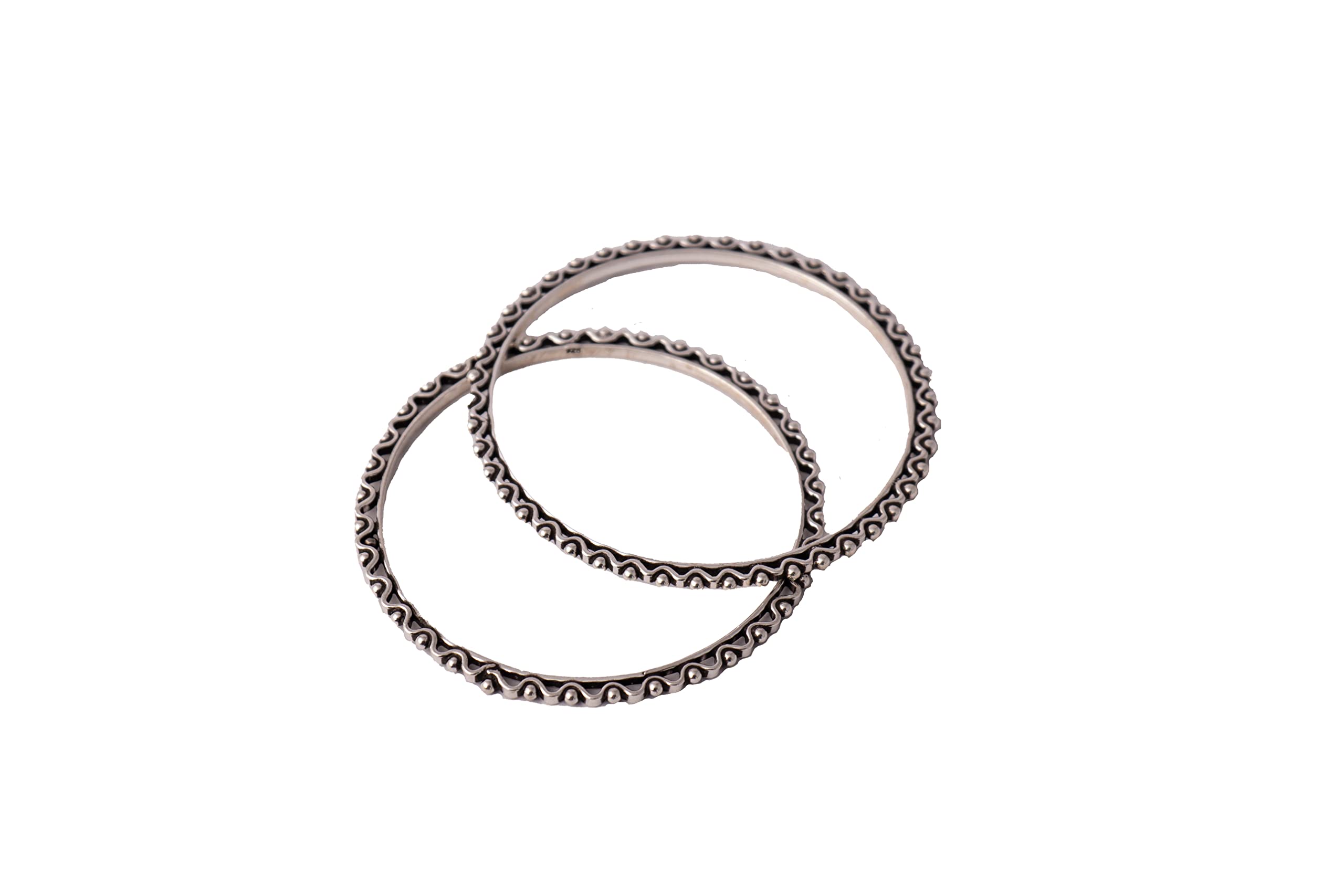 Shyle 925 Sterling Silver Bangle/Bracelet, Moh Intricate Spiral Border Everyday Bangle, Well Stamped with 92.5, Traditional Silver Jewellery, Oxidized Bangle/Bracelet, Women Hand Accessories (22) (B0BKZKTLCH) Amazon Price History, Amazon Price Tracker