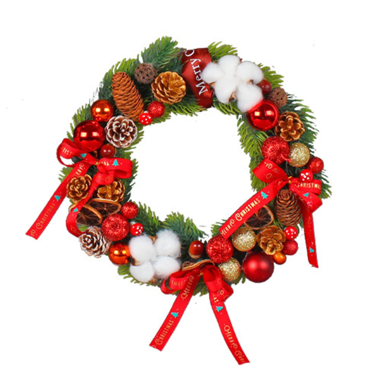 Artificial Christmas Wreath Round Cotton Ball Decorative Pendant for Holiday Shopping Mall Center Decoration Artificial Christmas Wreath