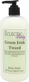 Eclectic Lady Liquid Pearl Body Wash - Green Irish Tweed Scent 3-in-1 Use For Bubble Bath, Hand Soap & Body Wash, Phthalate-Free Green Irish Tweed Fragrance, Handcrafted in USA (16 oz)
