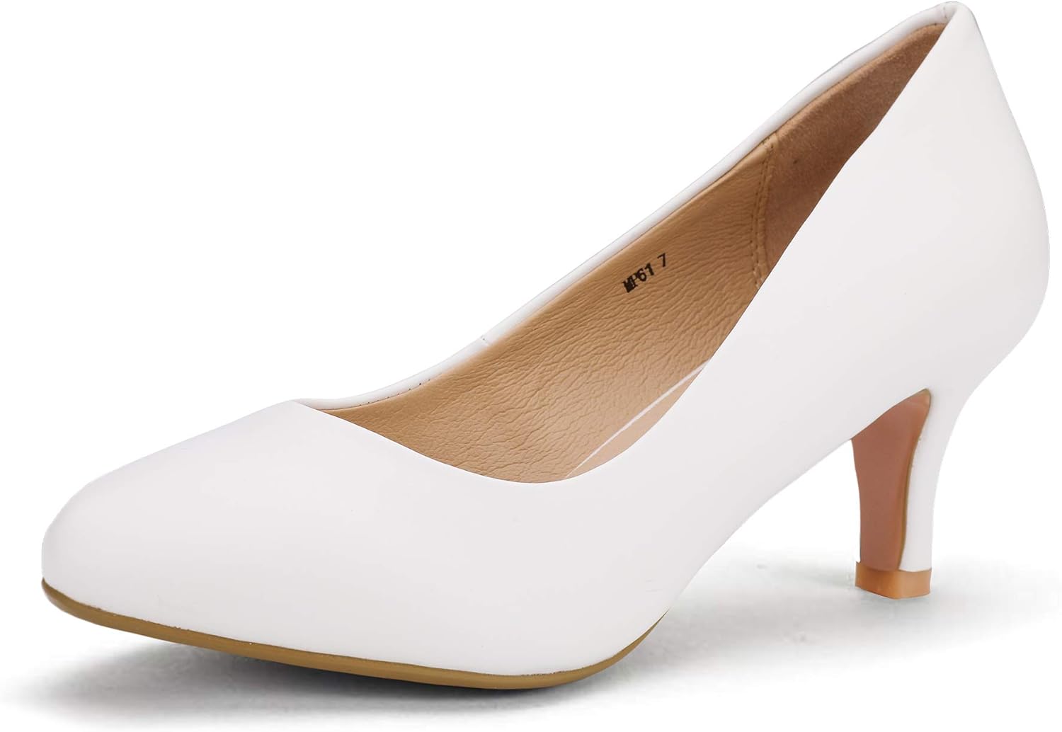 IDIFU Women's Classic Low Heels Dress Pumps 2 Inch Kitten Heel Round Toe Office Wedding Shoes