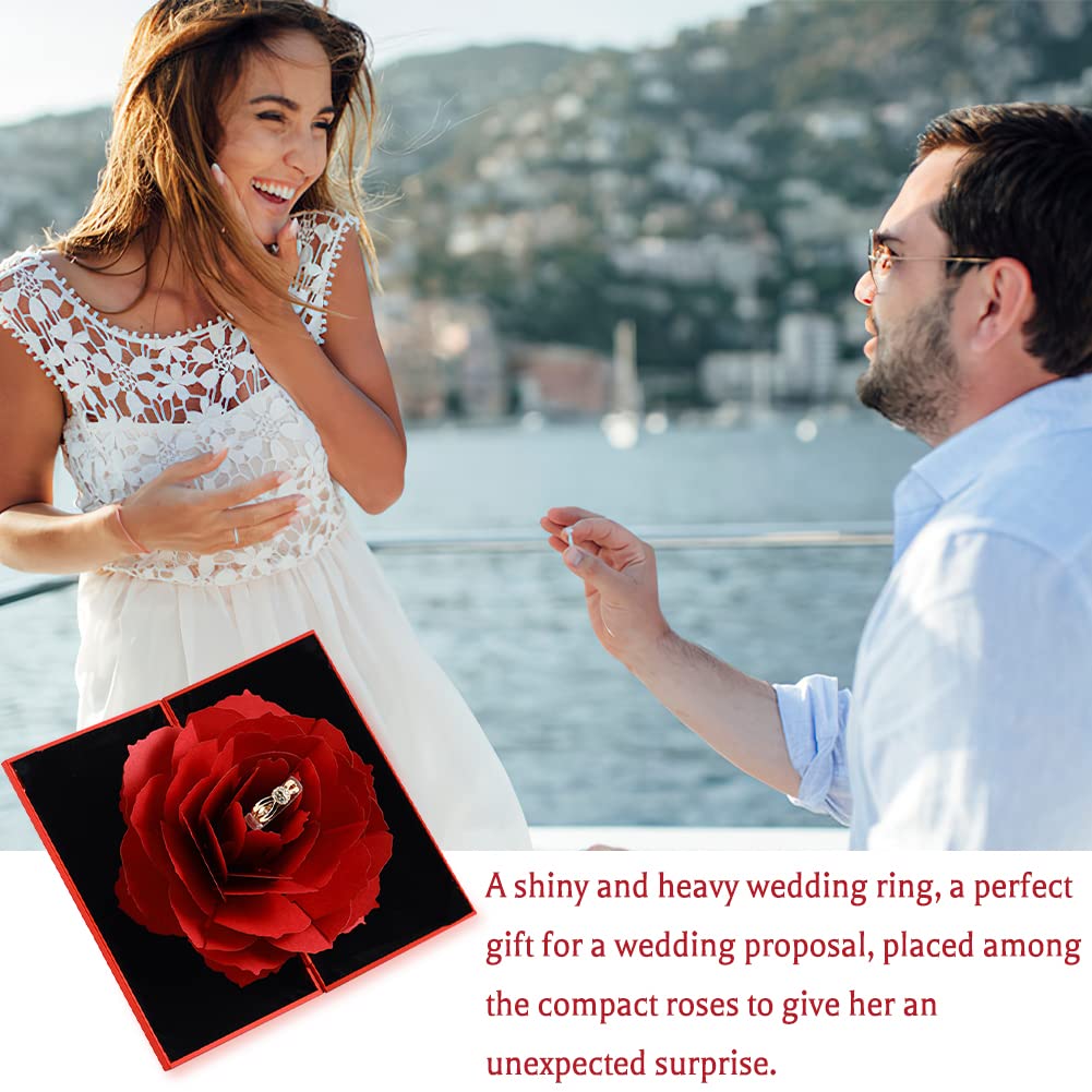 Scatola Portagioie Con Rosa A Stelo Lungo, Scatola Per Proposta Segreta, Scatola Per Anello Con Rosa Rossa, Confezione Regalo Romantica Per San Valentino