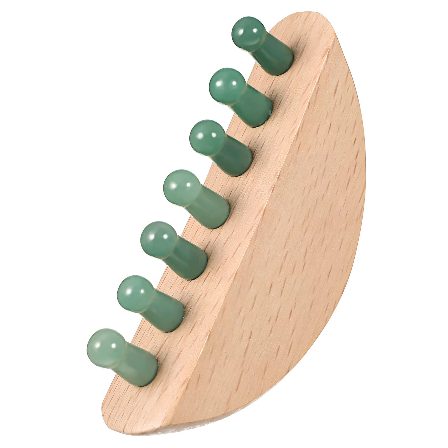 5stücke Kopfhautmassagekamm Jade Zähne Ergonomischer Holzgriff Sanfte Kopfhautmassage Tragbares Massagewerkzeug Für Entspannung Und Durchblutungsförderung